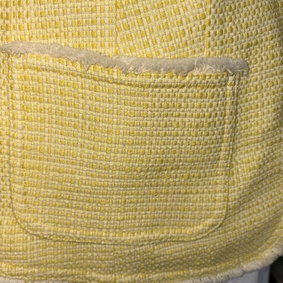 Loft  Jacket  blazer  7/8” sleeves. Open front  raw edge look trim cotton yellow - Picture 7 of 12